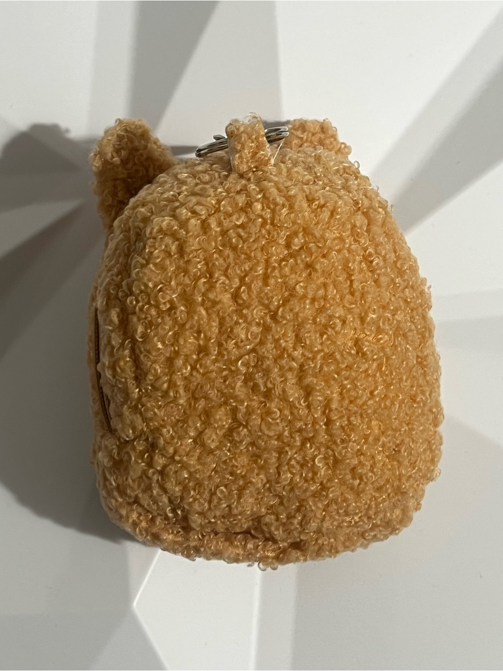 Hand Crafted Plush Bear Keychain Coin Purse - Tan with Pink Accents Bag Charm - Picture 9 of 12